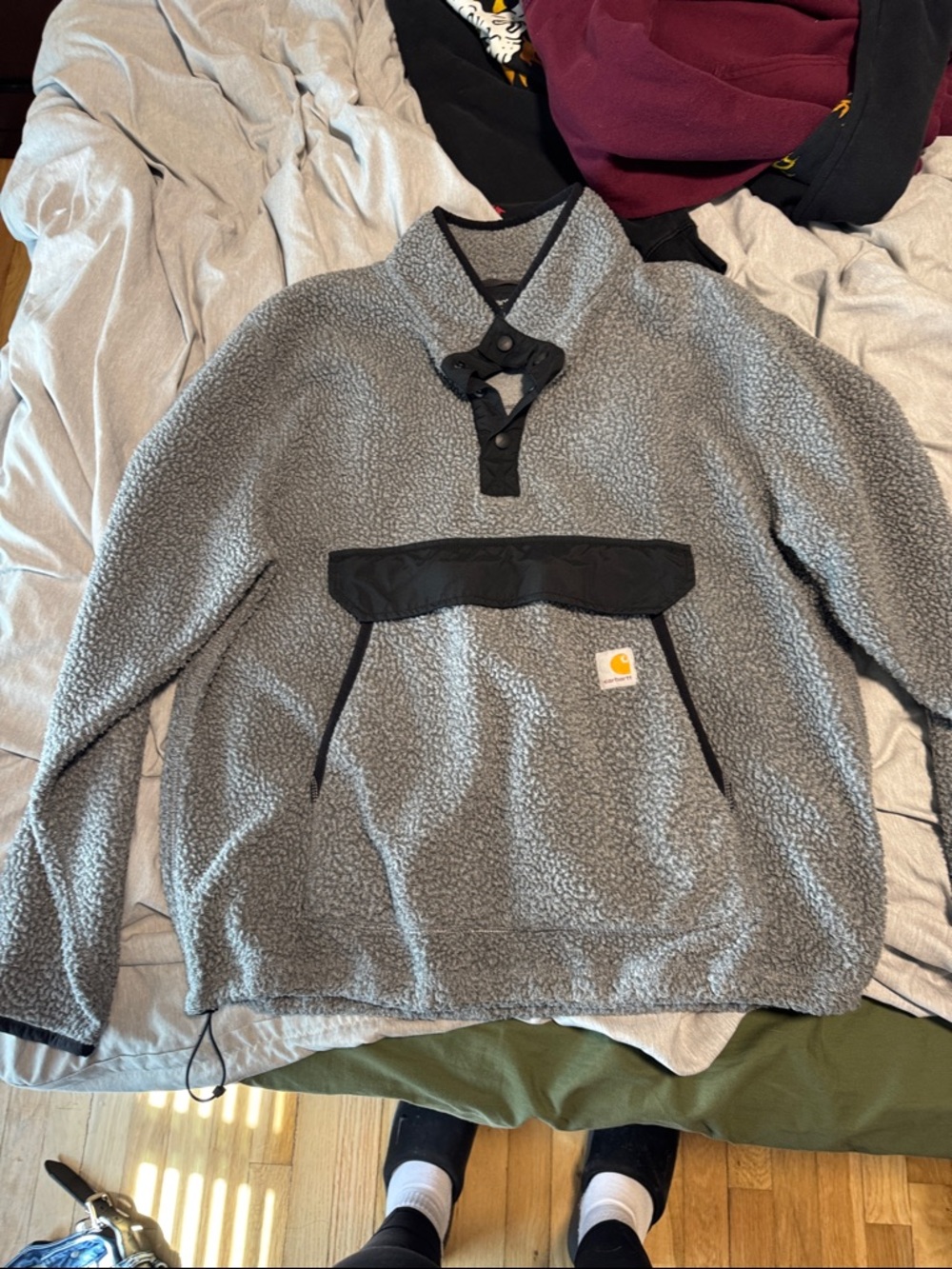 Carhartt Gray Sherpa Pullover with Black Accents